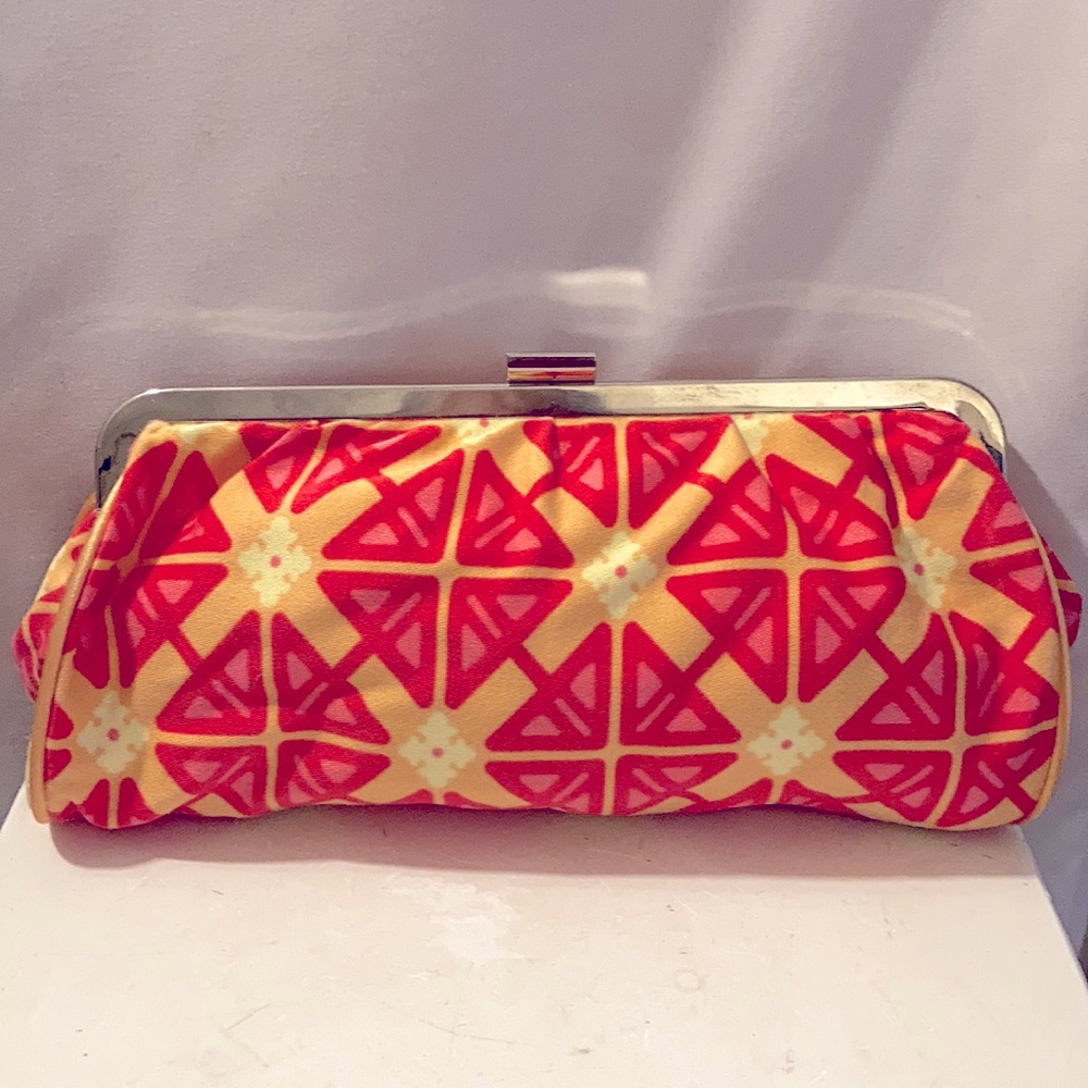 Yellow and pink clutch.